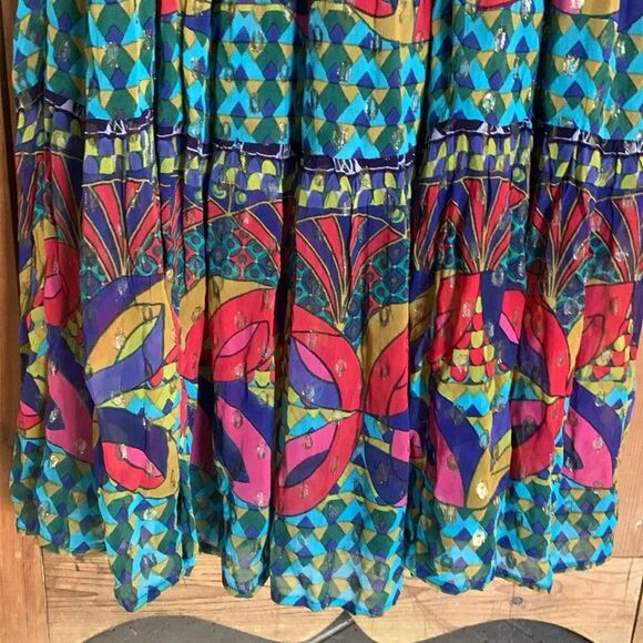 Anthropologie Abstract blue/green metallic maxi dress NWT - Picture 8 of 14